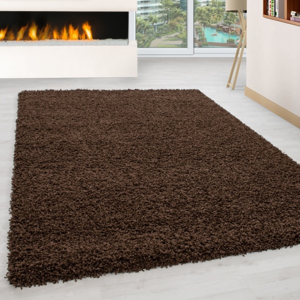 Life Shaggy Plain Brown Rug